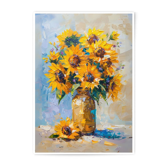 Sunflower Photographic Print, Floral Still Life Art, Yellow Flower Print, Impressionist Art, Flower Bouquet Art Print - Tawshia