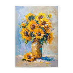 Sunflower Photographic Print, Floral Still Life Art, Yellow Flower Print, Impressionist Art, Flower Bouquet Art Print - Tawshia