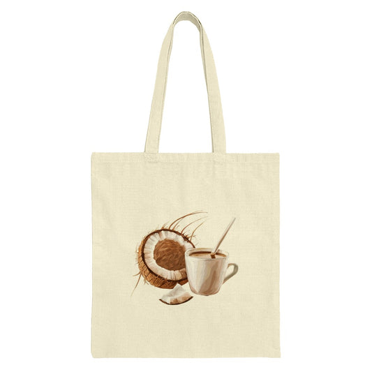 Coconut Drink Tote Bag, Tropical Vibes, Beach Lover Gift, Unique Design, Reusable Shopping Bag, Everyday Carry, Coffee Cup Art - Tawshia