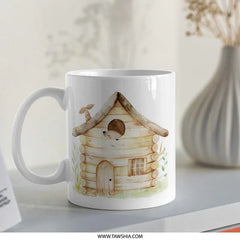 Hedgehog Home Mug, Cute Animal Coffee Mug, Forest Friends Tea Mug, Whimsical Log Cabin, Gift For Animal Lovers, Unique Kitchen Decor - Tawshia