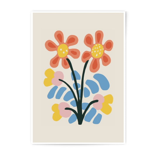 Abstract Floral Photographic Print, Modern Flower Wall Art, Colorful Botanical Illustration, Trendy Home Decor, Gift Idea - Tawshia