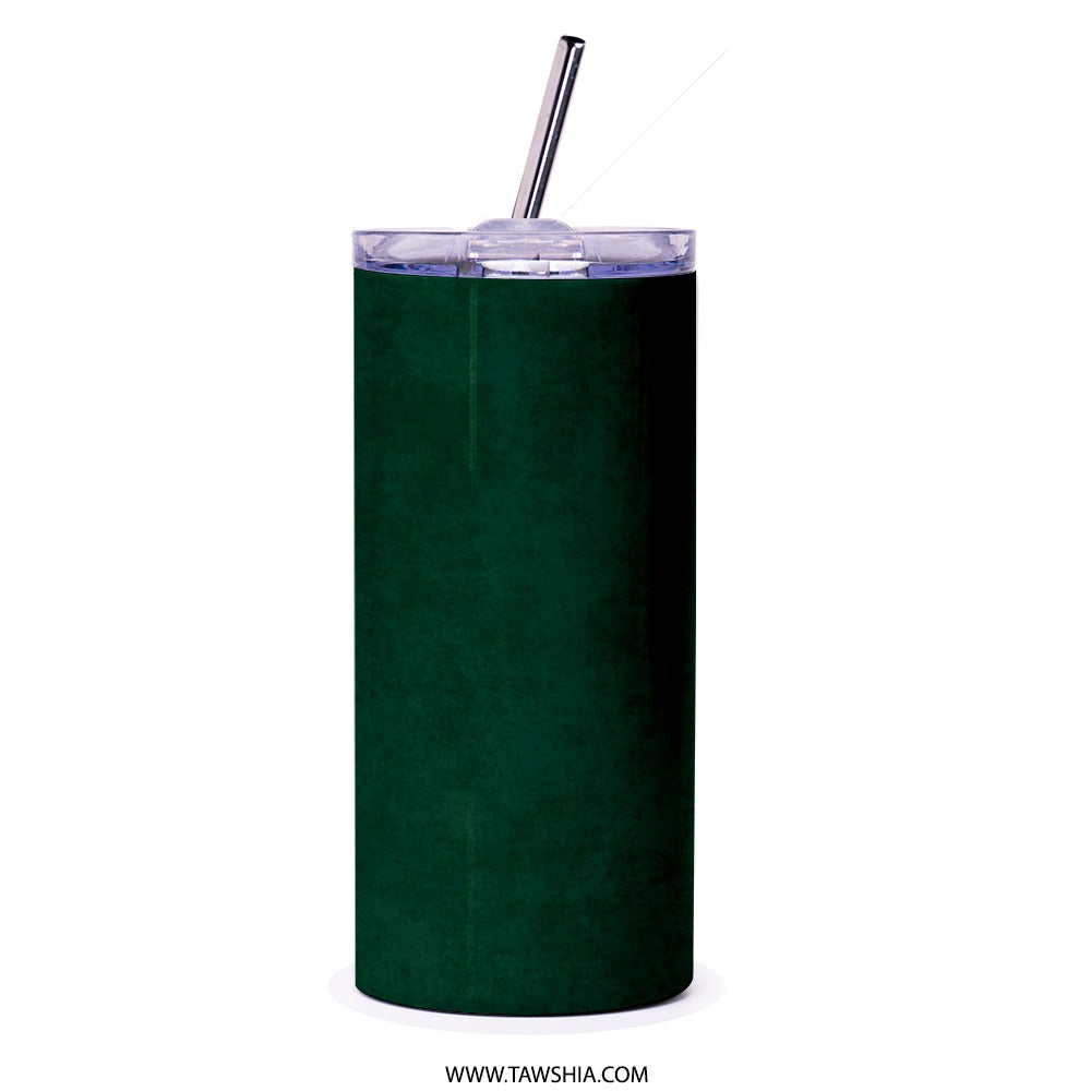 Saudi National Day Tumbler, Kingdom of Saudi Arabia Celebration, Green Design, KSA Pride, Palm Tree and Swords Art, Travel Mug - Tawshia