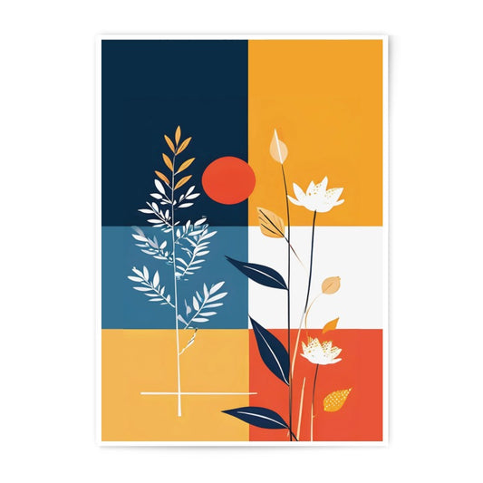Floral Photographic Print, Abstract Botanical Art Print, Modern Flower Wall Decor, Minimalist Art, Colorful Geometric Print, Wall Hanging - Tawshia