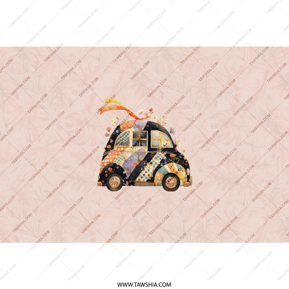 Floral Car Tumbler, Whimsical Tumbler, Colorful Car Design, Unique Travel Mug, Cute Tumbler, Car Lover Gift, Tumbler with Straw, Gift Ideas - Tawshia