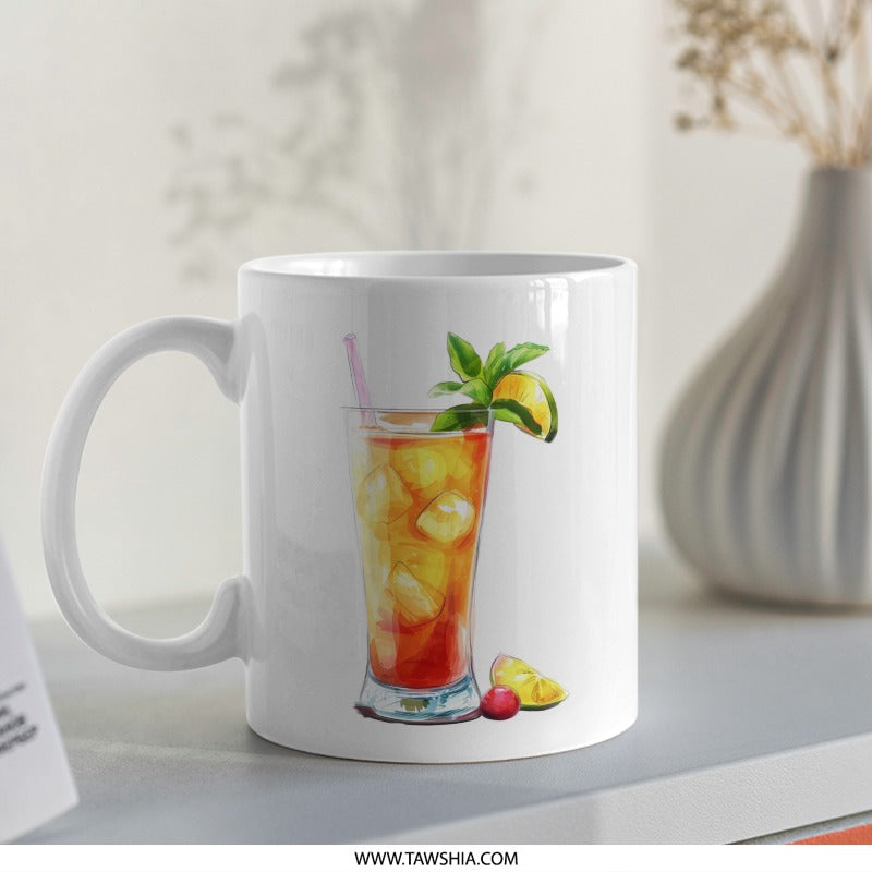Cocktail Mug, Summer Drink Mug, Iced Tea Mug, Refreshing Drink Mug, Beverage Cup, Party Mug, Cute Coffee Mug, Unique Mugs - Tawshia
