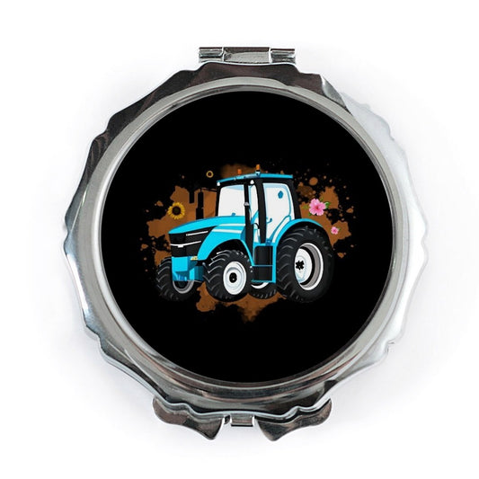Blue Tractor Pocket Mirror, Farm Vehicle Vanity Mirror, Agriculture Lover Gift, Cute Compact Mirror, Farming Gift, Tractor Design - Tawshia