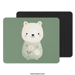 Cute Bear Mouse Pad, Floral Bear Design, Office Desk Accessory, Bear Lover Gift, Adorable Mousepad, Computer Accessories, Desk Decor - Tawshia