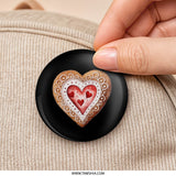 Heart Cookie Pinback Button, Valentine's Day Button, Sweet Treat Pin, Cute Heart Badge, Love Pin, Gift for Her, Holiday Celebration - Tawshia