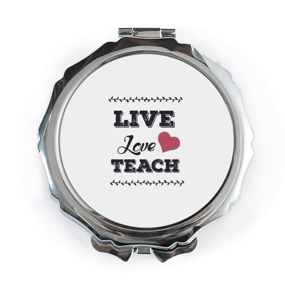 Live Love Teach Pocket Mirror, Teacher Appreciation Gift, Inspirational Mirror, Pocket Mirror for Teacher, Teaching Assistant Gift - Tawshia