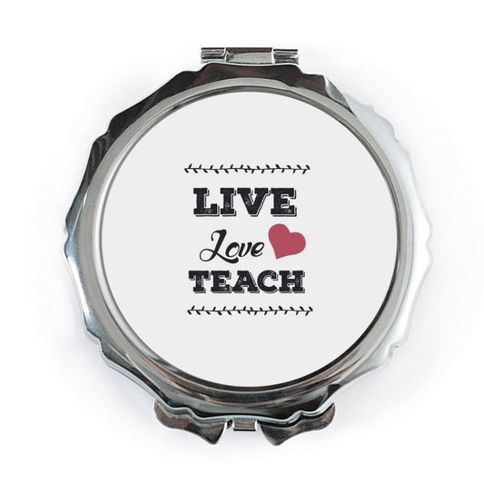 Live Love Teach Pocket Mirror, Teacher Appreciation Gift, Inspirational Mirror, Pocket Mirror for Teacher, Teaching Assistant Gift - Tawshia