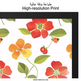 Floral Wall Art Print, Botanical Wall Decor, Red and Yellow Flowers, Floral Home Decor, Flower Pattern, Wall Decor Art Print, Wall Art - Tawshia