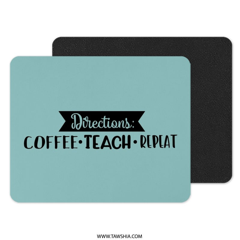 Coffee Teach Repeat Mouse Pad, Teacher Appreciation Gift, Funny Teacher Present, Back to School Decor, Unique Gift Idea, Desk Accessories - Tawshia