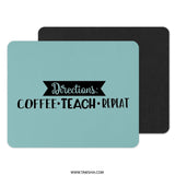 Coffee Teach Repeat Mouse Pad, Teacher Appreciation Gift, Funny Teacher Present, Back to School Decor, Unique Gift Idea, Desk Accessories - Tawshia