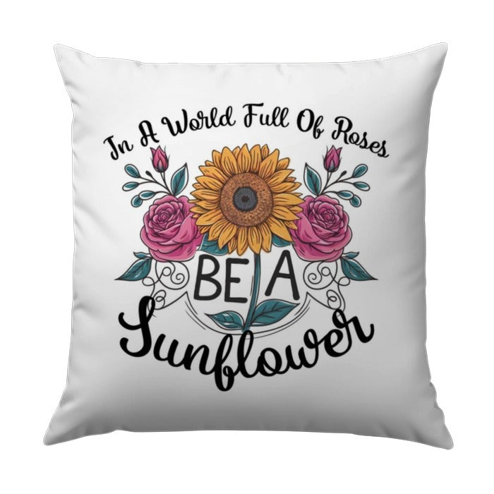 Be A Sunflower Pillow, Floral Pillow, Inspirational Pillow, Flower Design Pillow, Home Decor Pillow, Motivational Pillow - Tawshia