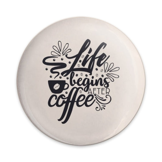 Life Begins After Coffee Pinback Button, Coffee Lover Gift, Caffeine Addict, Funny Coffee Pin, Sarcastic Badge, Coffee Addict Button - Tawshia