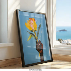 Floral Wall Art, Flower Painting, Hand Holding Flower, Modern Wall Decor, Statement Art Print, Trendy Wall Art, Gift Idea - Tawshia