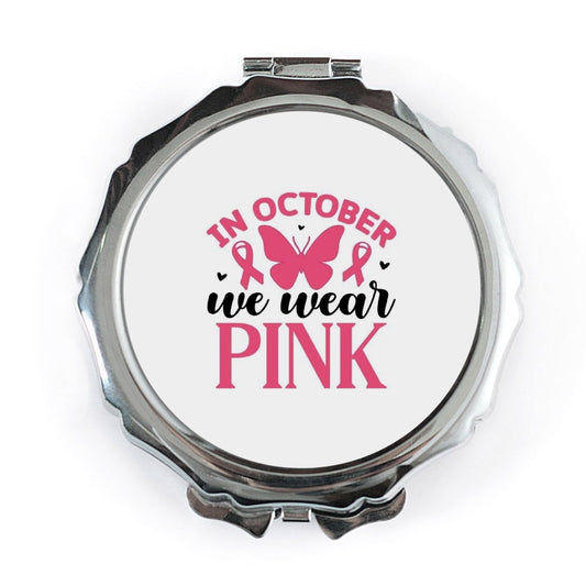 Pink Ribbon Pocket Mirror, October Breast Cancer Awareness Gift, Butterfly Mirror, Awareness Mirror, Cute Compact Mirror for Her - Tawshia