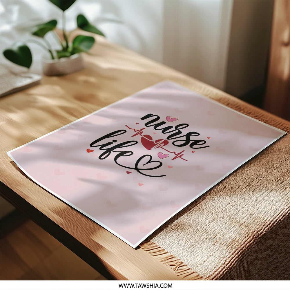 Nurse Life Photographic Prints, Heartbeat Art, Valentine Gift for Nurse, Nurse Decor, Medical Professional Gifts, Wall Art - Tawshia
