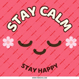 Stay Calm Stay Happy Mug, Cute Pink Kawaii Style, Positive Vibes Coffee Cup, Gift For Friend, Smiley Face Mug - Tawshia