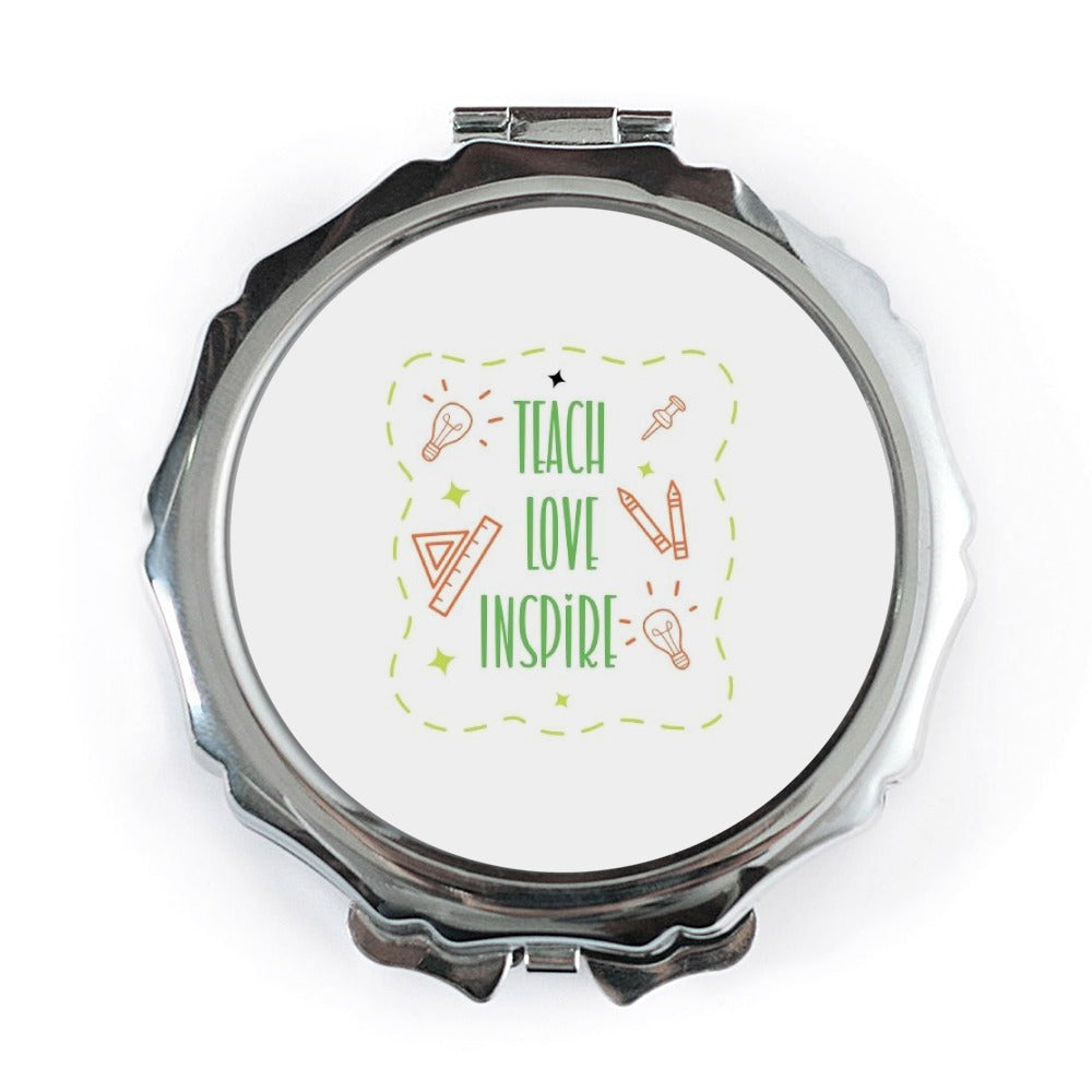 Teach Love Inspire Pocket Mirror, Teacher Gift, Appreciation Gift, Pocket Mirror for Teachers, School Teacher Present, Teacher's Day Gift - Tawshia