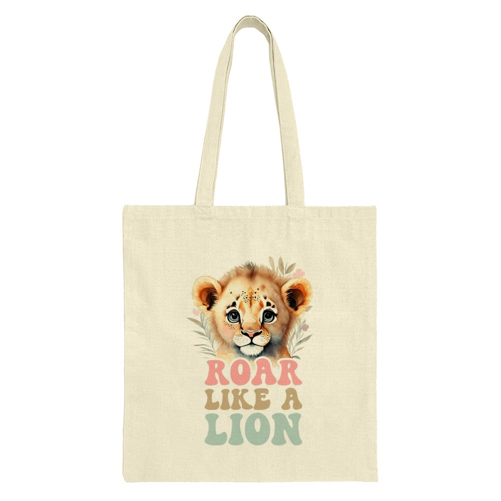 Cute Lion Tote Bag, Roar Like a Lion Design, Animal Lover Gift, Trendy Tote Bag, Unique Illustration, Everyday Bag, Gift Idea - Tawshia