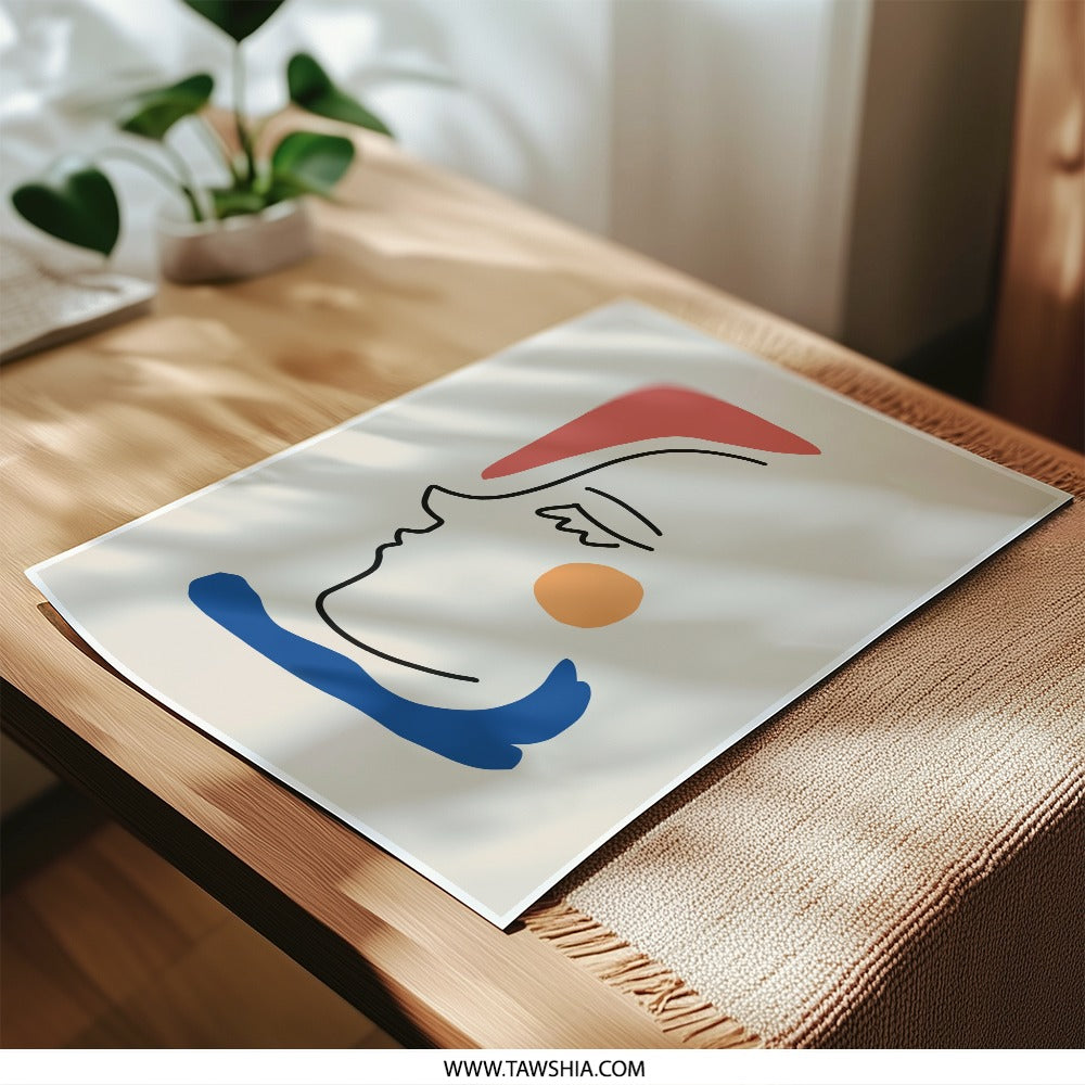 Abstract Face Art Photographic Print, Minimalist Line Drawing, Modern Wall Decor, Portrait Illustration, Contemporary Art Print - Tawshia