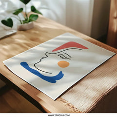 Abstract Face Art Photographic Print, Minimalist Line Drawing, Modern Wall Decor, Portrait Illustration, Contemporary Art Print - Tawshia