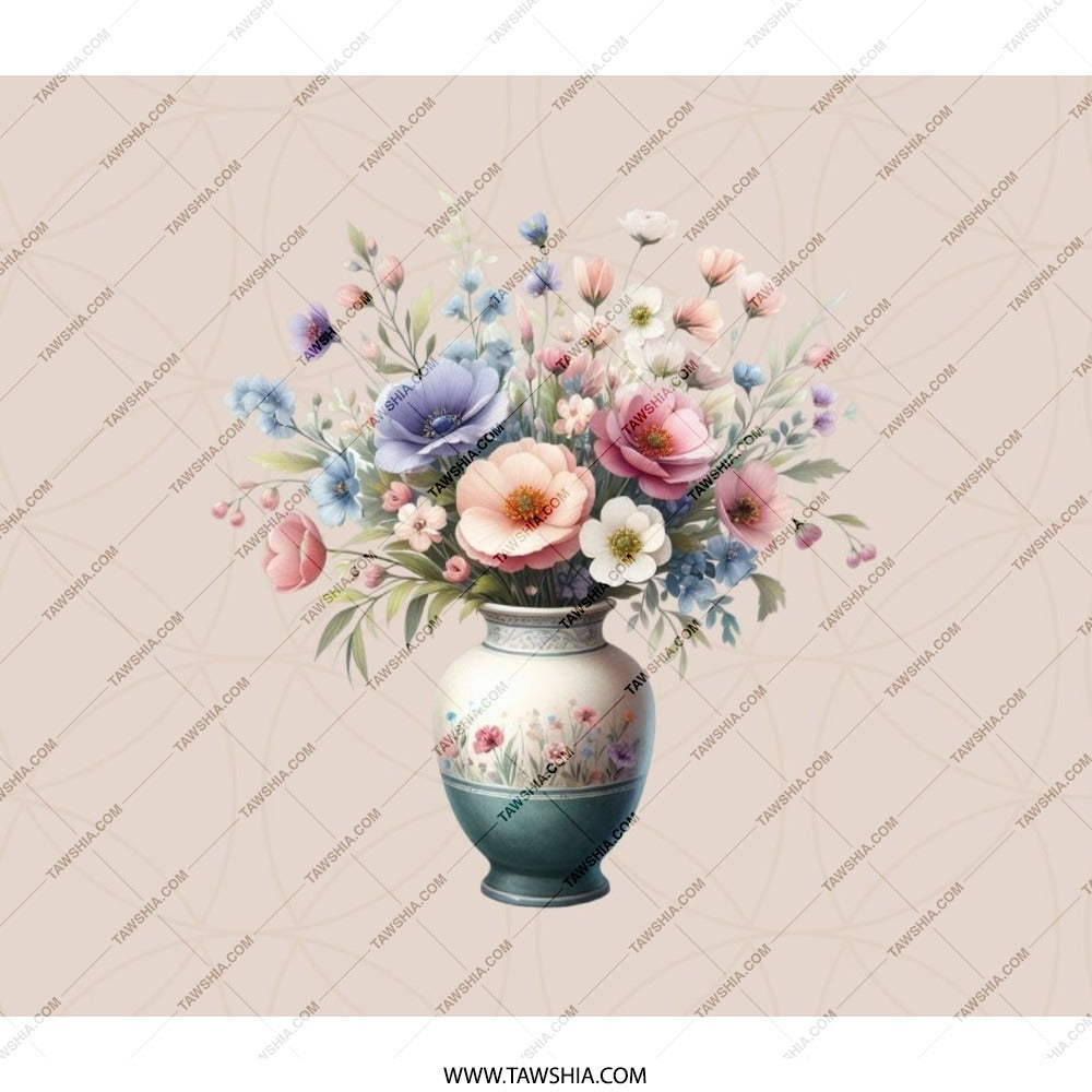 Floral Vase BackPack, Watercolor Flowers, Unique Back Pack, Artistic Design, Gift for Her, Stylish BackPack for College, School BackPack - Tawshia