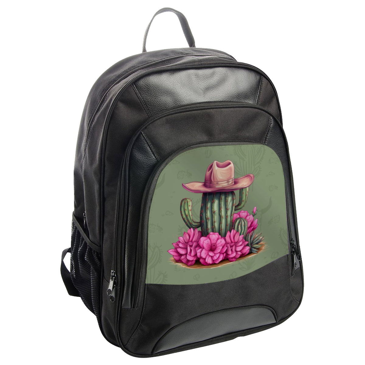 Stylish Backpack with Cactus and Cowboy Hat Design Backpack