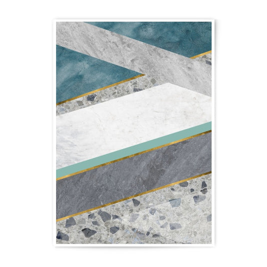 Abstract Geometric Photographic Print, Modern Art Home Decor, Teal Gray Gold Wall Art, Minimalist Print, Contemporary Design - Tawshia