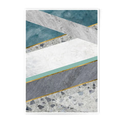 Abstract Geometric Photographic Print, Modern Art Home Decor, Teal Gray Gold Wall Art, Minimalist Print, Contemporary Design - Tawshia