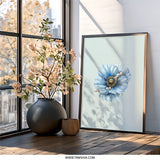 Blue Poppy Wall Art, Floral Pearl Decor, Botanical Print, Elegant Home Decor, Feminine Wall Hanging, Modern Art Print, Nature Inspired Art - Tawshia