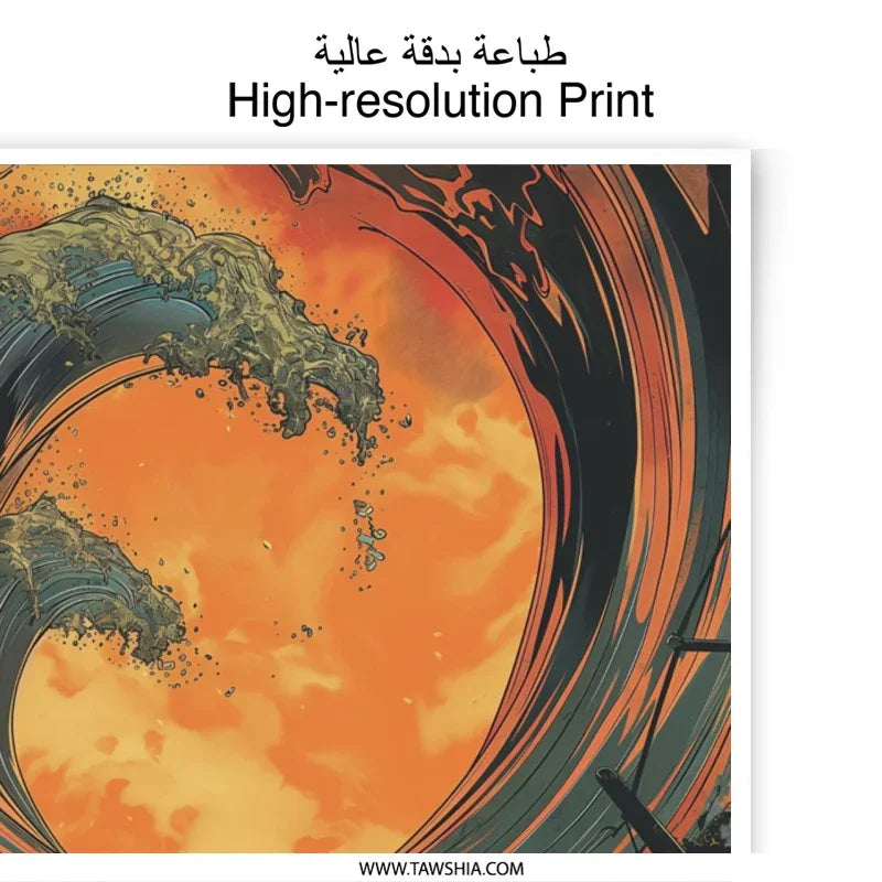 Giant Wave Photographic Print, Fantasy Art Print, Surreal Seascape, Japanese Inspired Artwork, Unique Wall Decor - Tawshia