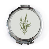 Botanical Pocket Mirror, Green Flowers Compact Mirror, Elegant Floral Mirror, Unique Makeup Mirror, Travel Mirror, Purse Mirror - Tawshia