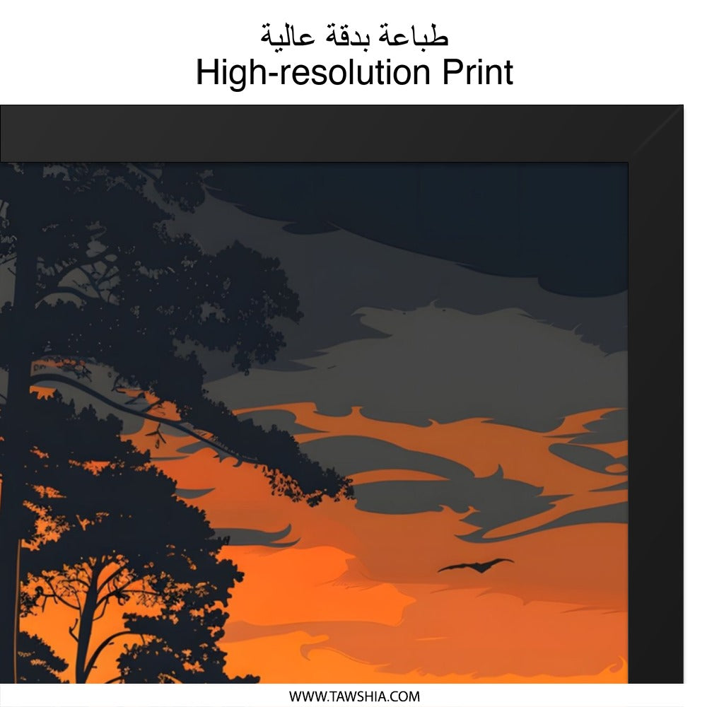 Sunset Sailboat Wall Art, Coastal Scenery Print, Beach Silhouette Poster, Orange Sky Landscape, Scandinavian Design, Nature Artwork - Tawshia
