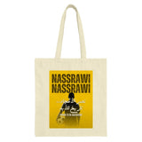 Nassrawi Tote Bag, Arabic Text Art, Football Fan Gift, Sports Lover Tote, Yellow Aesthetic Design, Soccer Bag, Nassr FC, Cool Tote Bag - Tawshia
