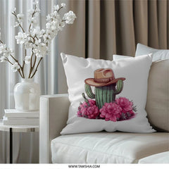 Cactus Pillow, Cowboy Hat Pillow, Floral Pillow, Desert Pillow, Western Decor Pillow, Home Decor Pillow, Accent Pillow, Decorative Pillow - Tawshia