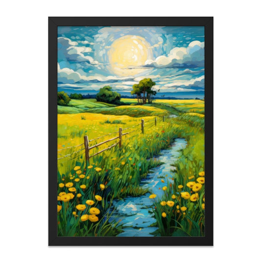 Yellow Meadow Wall Art, Sunny Landscape Decor, Floral Field Art, Vibrant Flower Print, Summer Meadow Painting, Countryside Scene Artwork - Tawshia