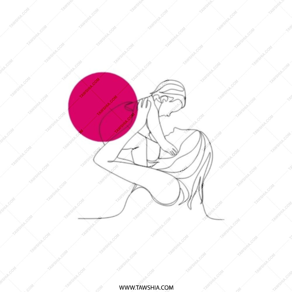 Minimalist Mother and Child Art Pocket Mirror, Elegant Compact Mirror, Gift for Mom, Stylish Makeup Mirror, Handbag Mirror, Line Art - Tawshia