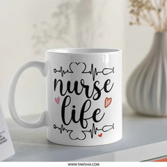 Nurse Life Mug, Gift for Nurses, Nurse Appreciation, Healthcare Mug, Heartbeat, Stethoscope, Nursing School Graduation Gift - Tawshia
