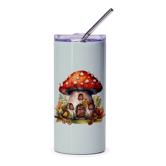Mushroom House Tumbler, Cottagecore Tumbler, Fantasy Home Tumbler, Mushroom Lover Gift, Unique Tumbler Cup, Whimsical Design - Tawshia