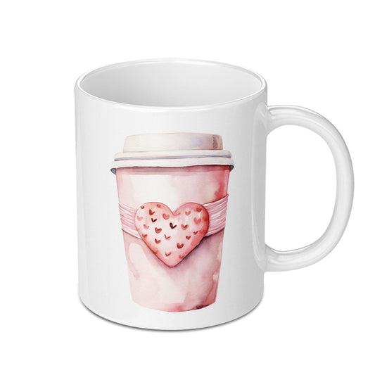 Watercolor Heart Mug, Valentines Mug, Coffee Lover Gift, Cute Mug, Love Mug, Unique Mug, Gift for Her, Romantic Gift, Mug for Boyfriend - Tawshia