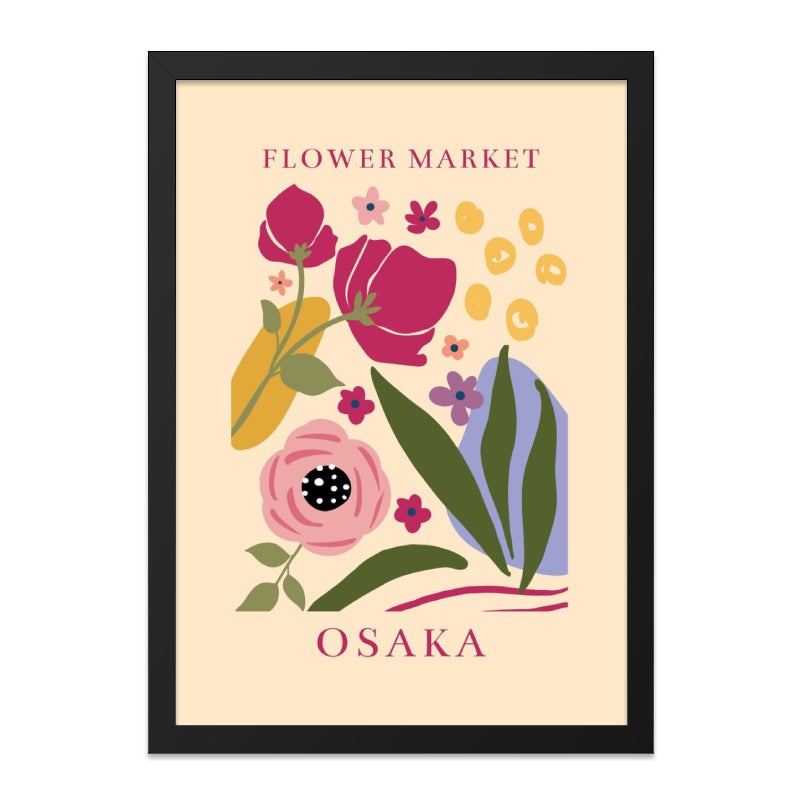 Flower Market Osaka Wall Art, Floral Wall Decor, Abstract Flowers Print, Botanical Wall Hanging, Art Print, Home Decor - Tawshia
