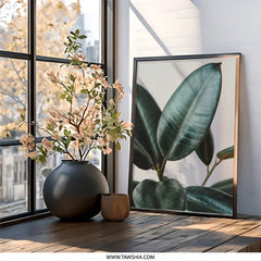 Rubber Plant Wall Art, Ficus Elastica Print, Botanical Home Decor, Modern Nature Wall Decor, Large Leaf Photography, Minimalist Art - Tawshia