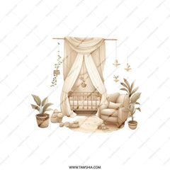 Nursery Decor Pillow, Baby Room Pillow, Neutral Nursery Pillow, Crib Pillow, Beige Nursery Decor, Kids Room Pillow, Nursery Plants Pillow - Tawshia