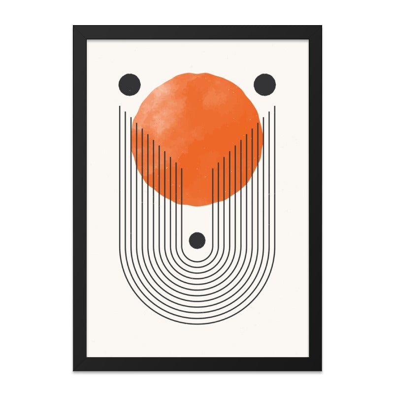 Mid Century Modern Wall Art, Abstract Sun Print, Geometric Poster, Minimalist Art Decor, Orange Circle Wall Decor, Home Art Decor - Tawshia
