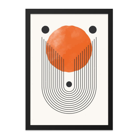 Mid Century Modern Wall Art, Abstract Sun Print, Geometric Poster, Minimalist Art Decor, Orange Circle Wall Decor, Home Art Decor - Tawshia