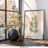 Minimalist Fern Wall Art, Abstract Botanical Print, Modern Boho Decor, Neutral Tone Art, Trendy Home Decor, Nature Inspired Art - Tawshia