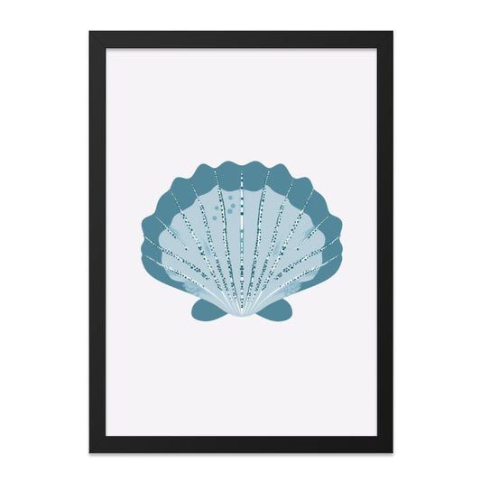 Seashell Wall Art, Ocean Decor Print, Coastal Art, Beach House Wall Decor, Blue Shell Print, Nautical Wall Art, Sea Life Art, Home Decor - Tawshia