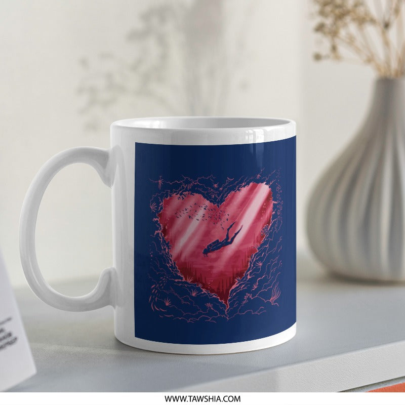 Diver in Heart Deep Sea Adventure Mug product